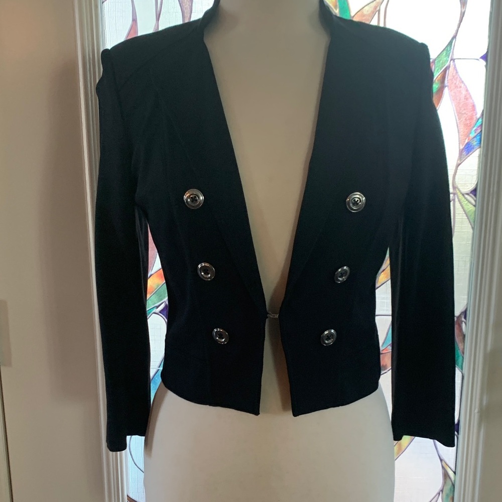 White House Black Market Black 3/4 sleeve Blazer with Silver Buttons